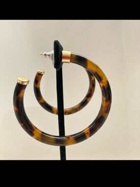 Argento Vivo tortoise shell design brown/black hoop earrings